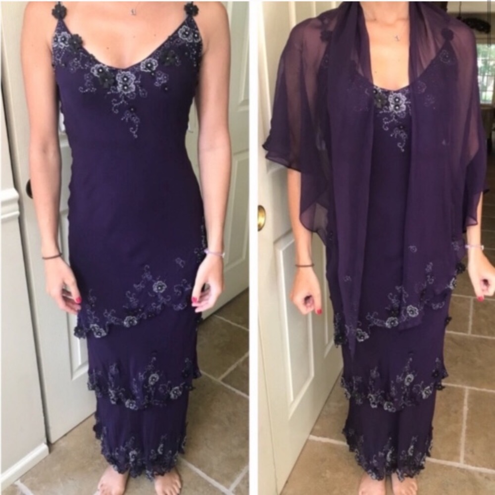 Mon Cheri Deep Purple Gown